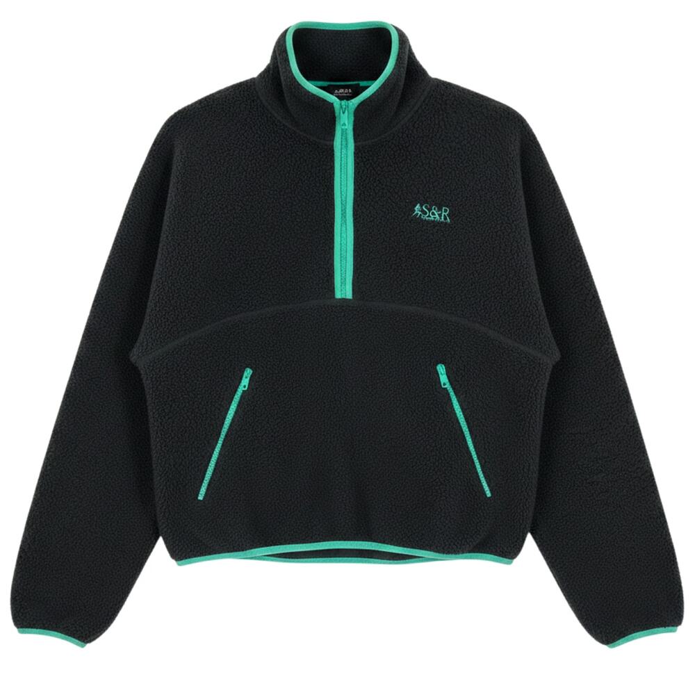 Sporty & Rich Plush Black Fleece Half Zip Pullover Size XS